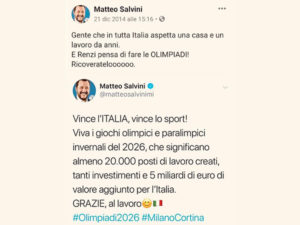 Olimpiadi 2026: quello che vale a Torino per Appendino vale in toto per le forze oggi al Governo. Il comunicato del PD